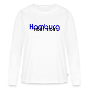 Hamburg - MoinMoin - Blue - Frauen Premium Bio Langarmshirt - Weiß - Vorne - Julia (174cm)