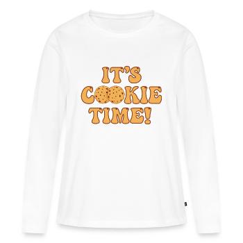Es ist Zeit für Kekse - Frauen Premium Bio Langarmshirt - Weiß - Vorne - Julia (174cm)