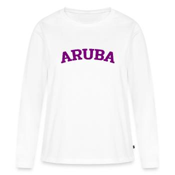 Aruba - Caraïbes néerlandaises - Est. 1499 Île des Caraïbes - T-shirt manches longues Premium bio Femme - blanc - Devant - Julia (174cm)