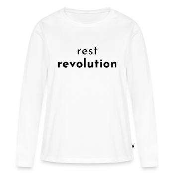 rest revolution. rest is revolution. - Frauen Premium Bio Langarmshirt - Weiß - Vorne - Julia (174cm)