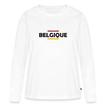 Belgium Stripes Belgien Belgique - T-shirt manches longues Premium bio Femme - blanc - Devant - Julia (174cm)