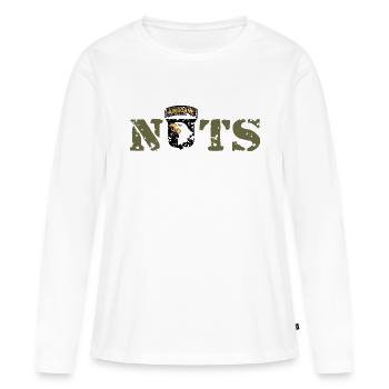 AVM Bastogne NUTS Battle Bulge Bâtards battus - T-shirt manches longues Premium bio Femme - blanc - Devant - Julia (174cm)