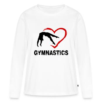 Gymnastique, Gymnaste et cœur, Gymnastique - T-shirt manches longues Premium bio Femme - blanc - Devant - Julia (174cm)