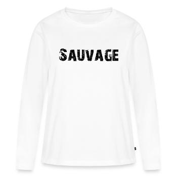Sauvage - T-shirt manches longues Premium bio Femme - blanc - Devant - Julia (174cm)