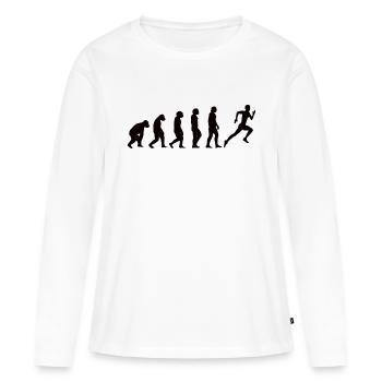 Jogger cardio fit jogging course d’entraînement - T-shirt manches longues Premium bio Femme - blanc - Devant - Julia (174cm)