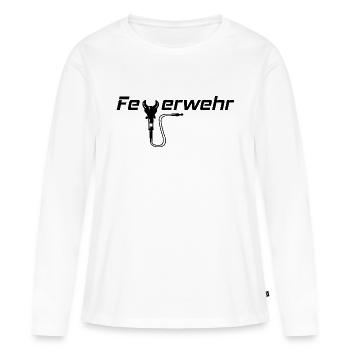 Feuerwehrschriftzug mit Schere - Frauen Premium Bio Langarmshirt - Weiß - Vorne - Julia (174cm)