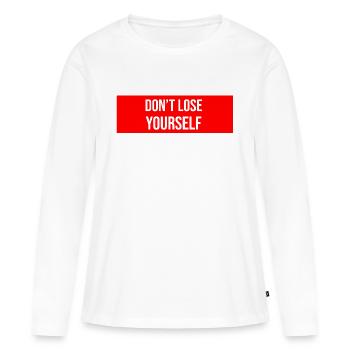 Ne vous perdez pas à dire rappel - T-shirt manches longues Premium bio Femme - blanc - Devant - Julia (174cm)