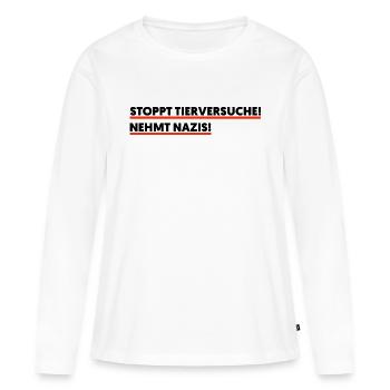 Stoppt Tierversuche - Frauen Premium Bio Langarmshirt - Weiß - Vorne - Julia (174cm)
