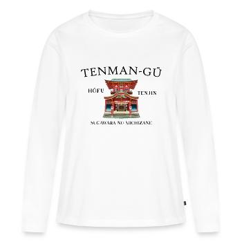 Hofu, Sanctuaire Tenman-gu, Japon, Dessin à la main - T-shirt manches longues Premium bio Femme - blanc - Devant - Julia (174cm)