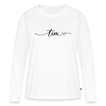 Tim Name Police de calligraphie - T-shirt manches longues Premium bio Femme - blanc - Devant - Julia (174cm)