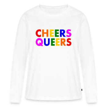 Cheers queers - T-shirt manches longues Premium bio Femme - blanc - Devant - Julia (174cm)