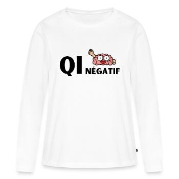 QI négatif - T-shirt manches longues Premium bio Femme - blanc - Devant - Julia (174cm)