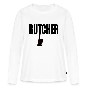 Boucher boucher boucher - T-shirt manches longues Premium bio Femme - blanc - Devant - Julia (174cm)