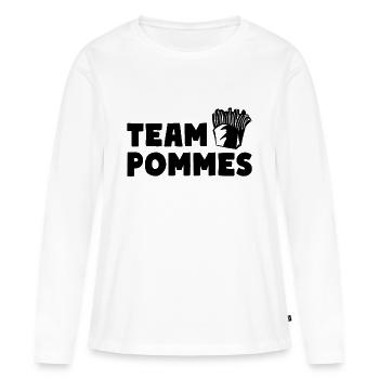Frites d’équipe Frites Frites - T-shirt manches longues Premium bio Femme - blanc - Devant - Julia (174cm)
