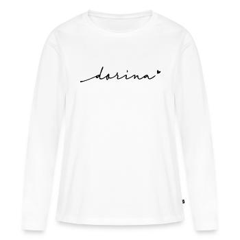 Dorina Cursive Name - Women's Premium Organic Long Sleeve Shirt - white - Front - Julia (174cm)