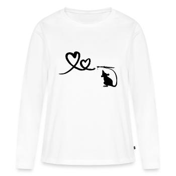 Ratte mit Pinsel Herzen Street Art - Frauen Premium Bio Langarmshirt - Weiß - Vorne - Julia (174cm)