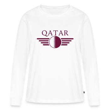 J’adore le Qatar, le design de style élégance - T-shirt manches longues Premium bio Femme - blanc - Devant - Julia (174cm)