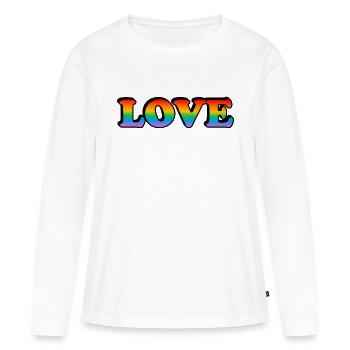 Texte arc-en-ciel LOVE LGBT Pride Month - T-shirt manches longues Premium bio Femme - blanc - Devant - Julia (174cm)