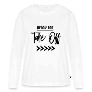 Ready for take off - Frauen Premium Bio Langarmshirt - Weiß - Vorne - Julia (174cm)