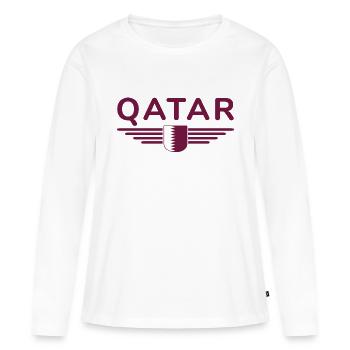 Qatar Design – Exclusif et moderne - T-shirt manches longues Premium bio Femme - blanc - Devant - Julia (174cm)