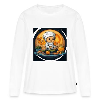 Les planètes gastronomiques - T-shirt manches longues Premium bio Femme - blanc - Devant - Julia (174cm)