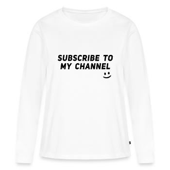 Blogger Influencer Content Creator - Subscribe to - Women's Premium Organic Long Sleeve Shirt - white - Front - Julia (174cm)