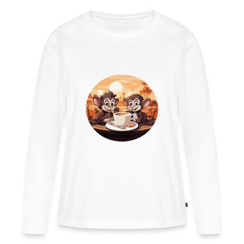 Affe Brew Kaffee Kunstdruck - Frauen Premium Bio Langarmshirt - Weiß - Vorne - Julia (174cm)