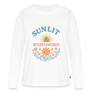Sunlit Wildflowered Floral Motif Summer Bohemian - Women's Premium Organic Long Sleeve Shirt - white - Front - Julia (174cm)