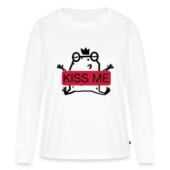 Embrasse-moi la grenouille - T-shirt manches longues Premium bio Femme - blanc - Devant - Julia (174cm)