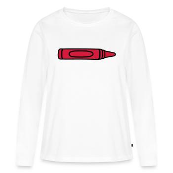 Crayon de cire rouge design cool - T-shirt manches longues Premium bio Femme - blanc - Devant - Julia (174cm)