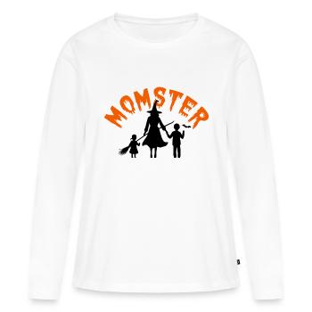 Spooky MOMSTER Chemise Maman Sorcière Halloween - T-shirt manches longues Premium bio Femme - blanc - Devant - Julia (174cm)