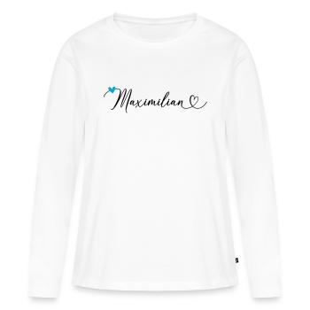 Maximilian Last name First name Calligraphy heart - Women's Premium Organic Long Sleeve Shirt - white - Front - Julia (174cm)