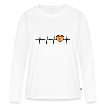 Spanien Herzschlag Spanier - Frauen Premium Bio Langarmshirt - Weiß - Vorne - Julia (174cm)