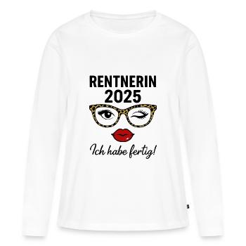 Retraité 2025 – J’ai terminé ! - T-shirt manches longues Premium bio Femme - blanc - Devant - Julia (174cm)
