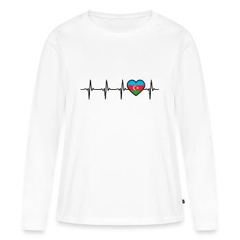 Drapeau de battement de cœur de l’Azerbaïdjan Azerbaïdjan - T-shirt manches longues Premium bio Femme - blanc - Devant - Julia (174cm)