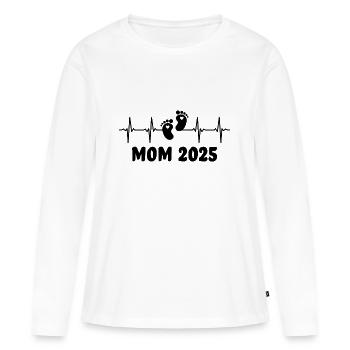 mom 2025 - Frauen Premium Bio Langarmshirt - Weiß - Vorne - Julia (174cm)