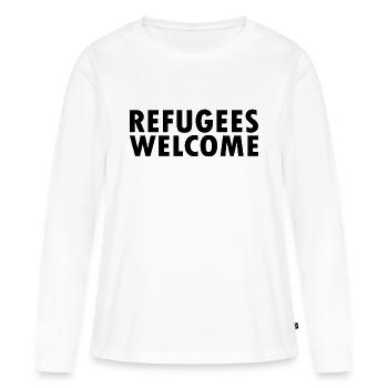 refugees welcome - T-shirt manches longues Premium bio Femme - blanc - Devant - Julia (174cm)