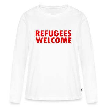 refugees welcome - T-shirt manches longues Premium bio Femme - blanc - Devant - Julia (174cm)