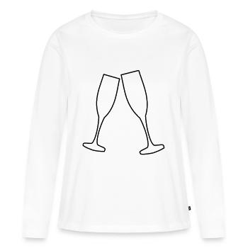 Zwei Sektgläser - Frauen Premium Bio Langarmshirt - Weiß - Vorne - Julia (174cm)