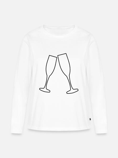 Zwei Sektgläser - Frauen Premium Bio Langarmshirt - Weiß