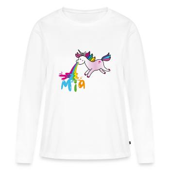 Mia vomissant une licorne - T-shirt manches longues Premium bio Femme - blanc - Devant - Julia (174cm)