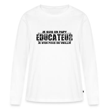 je suis un papy éducateur cadeau de papy - T-shirt manches longues Premium bio Femme - blanc - Devant - Julia (174cm)
