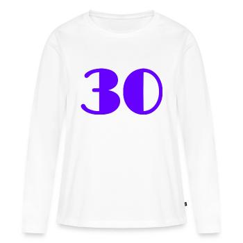30 YEARS. 30. 30th ANNIVERSARY. 30 YEARS ANNIVERSARY - Women's Premium Organic Long Sleeve Shirt - white - Front - Julia (174cm)
