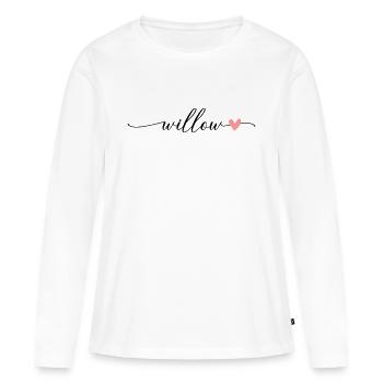 Saule Nom Prénom Calligraphie Script - T-shirt manches longues Premium bio Femme - blanc - Devant - Julia (174cm)