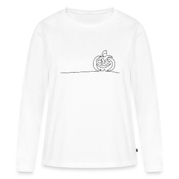 Citrouille au trait - T-shirt manches longues Premium bio Femme - blanc - Devant - Julia (174cm)
