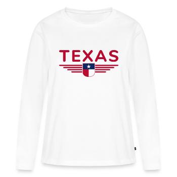 Texas Fan T-Shirt – Lone Star Style - Frauen Premium Bio Langarmshirt - Weiß - Vorne - Julia (174cm)