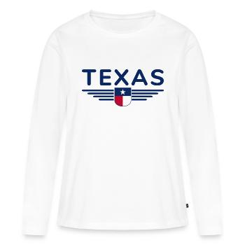 Texas Fan T-Shirt – Lone Star Style - Frauen Premium Bio Langarmshirt - Weiß - Vorne - Julia (174cm)