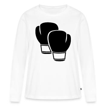 Boxhandschuhe - Frauen Premium Bio Langarmshirt - Weiß - Vorne - Julia (174cm)
