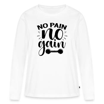 No pain no gain - T-shirt manches longues Premium bio Femme - blanc - Devant - Julia (174cm)
