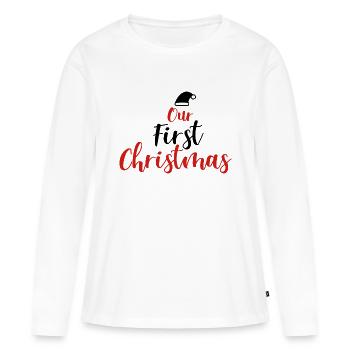 Notre premier Noël - T-shirt manches longues Premium bio Femme - blanc - Devant - Julia (174cm)